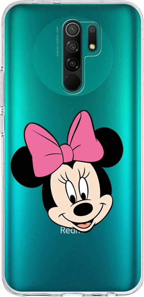 Xiaomi Redmi 9 Uyumlu Kapak Minnie Mouse Tasarımlı Şeffaf Silikon Kılıf