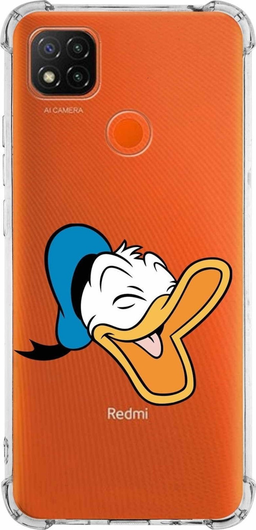 Xiaomi Redmi 9C Köşe Korumalı Antişok Kapak Donald Duck Tasarımlı Şeffaf Kılıf