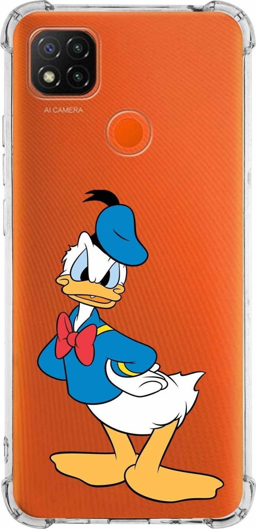 Xiaomi Redmi 9C Köşe Korumalı Antişok Kapak Donald Duck Tasarımlı Şeffaf Kılıf