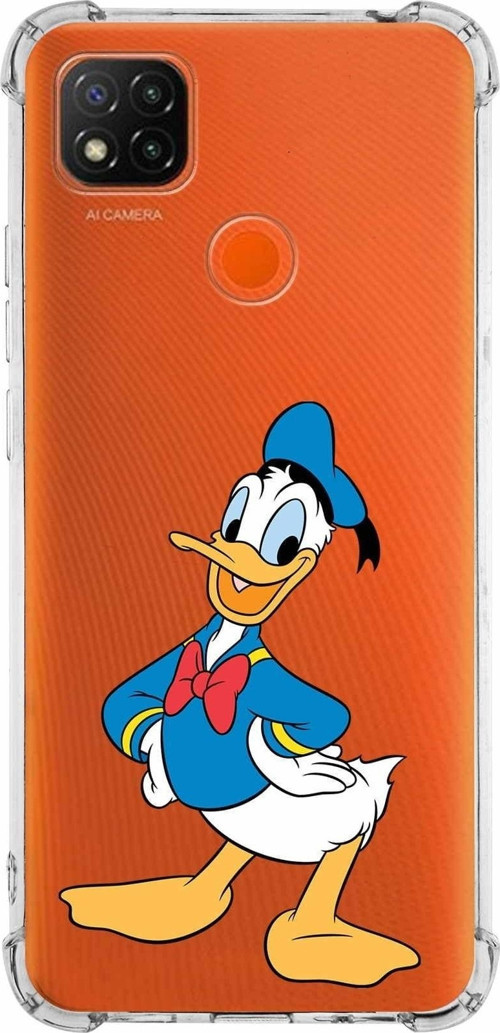 Xiaomi Redmi 9C Köşe Korumalı Antişok Kapak Donald Duck Tasarımlı Şeffaf Kılıf