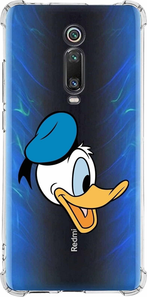 Xiaomi Redmi K20 Köşe Korumalı Antişok Kapak Donald Duck Tasarımlı Şeffaf Kılıf