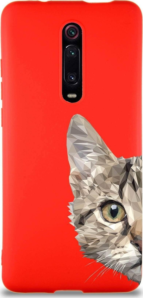 Xiaomi Redmi K20 Pro Soft Premier Kapak Catface Tasarımlı Silikon Kılıf - Kırmızı