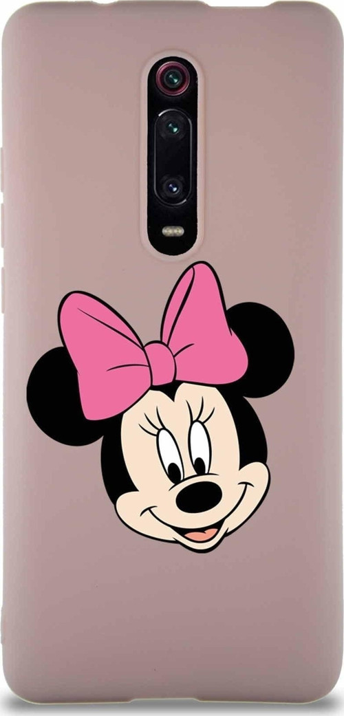 Xiaomi Redmi K20 Soft Premier Kapak Minnie Mouse-C Tasarımlı Silikon Kılıf - Pudra