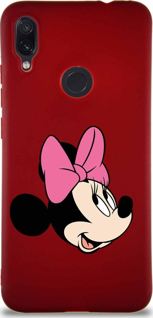 Xiaomi Redmi Note 7 Pro Soft Premier Kapak Minnie Mouse-A Tasarımlı Silikon Kılıf - Mürdüm
