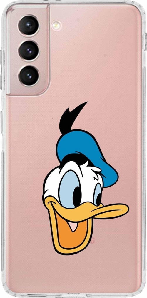 Samsung Galaxy S21 Kamera Korumalı Kapak Donald Duck Tasarımlı Şeffaf Kılıf