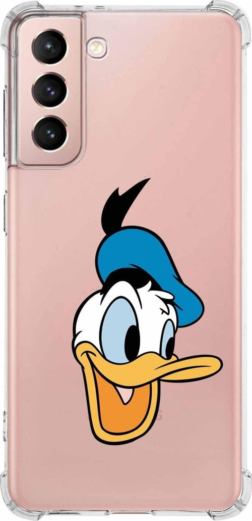 Samsung Galaxy S21 Köşe Korumalı Antişok Kapak Donald Duck Tasarımlı Şeffaf Kılıf