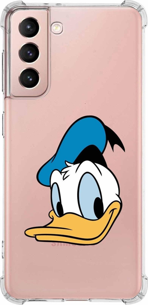 Samsung Galaxy S21 Köşe Korumalı Antişok Kapak Donald Duck Tasarımlı Şeffaf Kılıf