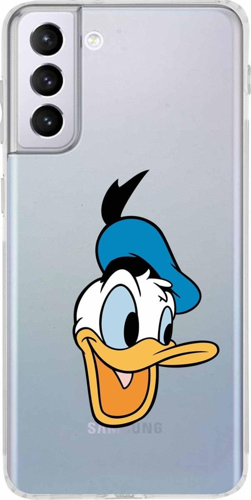 Samsung Galaxy S21 Plus Kamera Korumalı Kapak Donald Duck Tasarımlı Şeffaf Kılıf