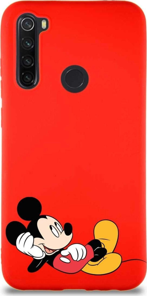 Xiaomi Redmi Note 8 Soft Premier Kapak Mickey Mouse-F Tasarımlı Silikon Kılıf - Kırmızı
