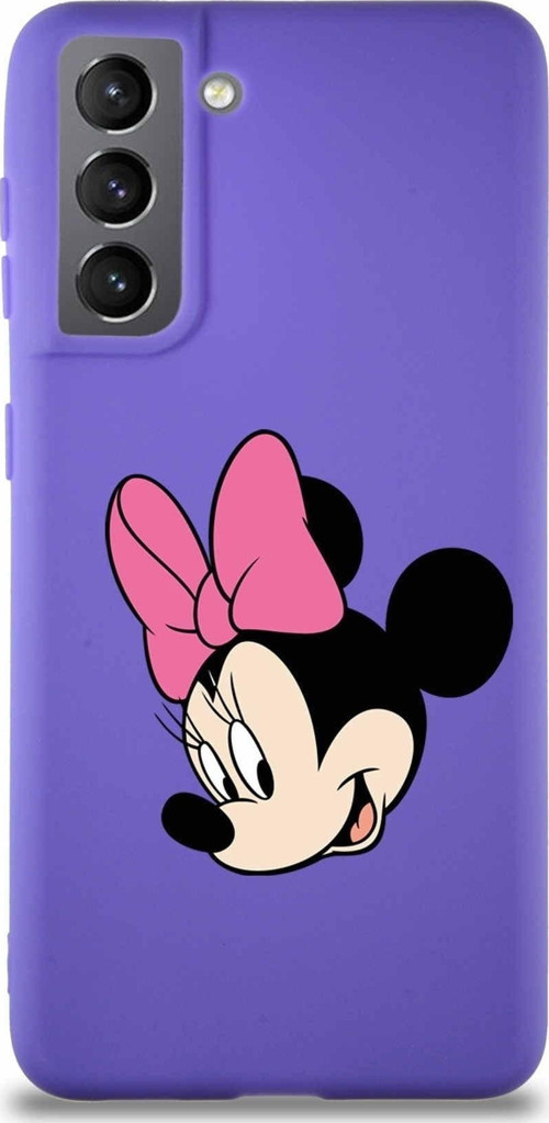 Samsung Galaxy S21 Soft Premier Kapak Minnie Mouse-B Tasarımlı Silikon Kılıf - Mor