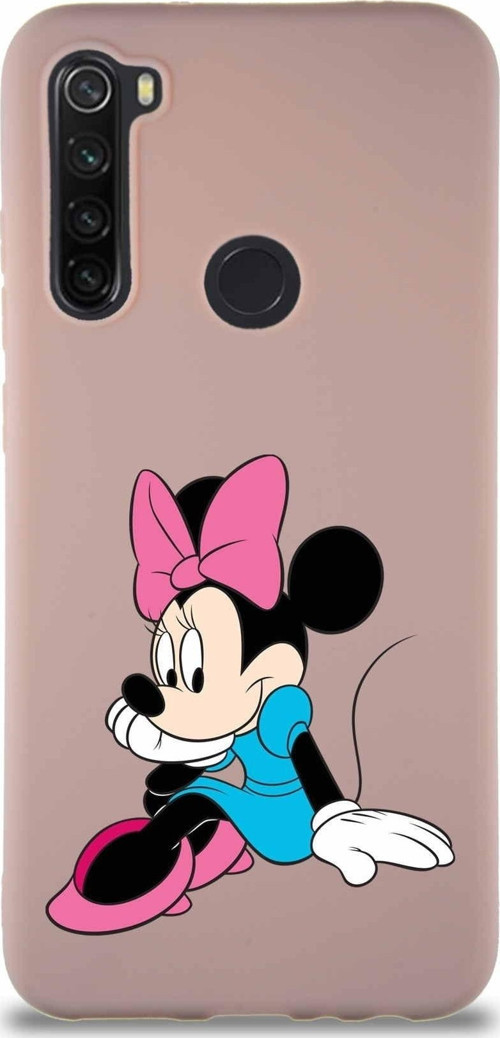 Xiaomi Redmi Note 8 Soft Premier Kapak Minnie Mouse-E Tasarımlı Silikon Kılıf - Pudra