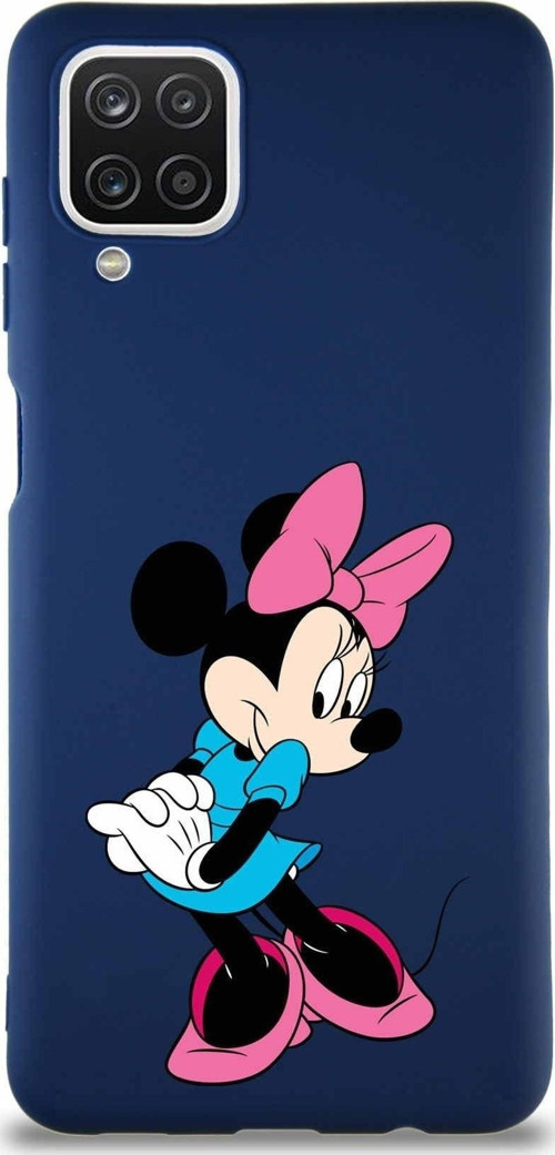 Samsung Galaxy A12 Soft Premier Kapak Minnie Mouse-F Tasarımlı Silikon Kılıf - Lacivert