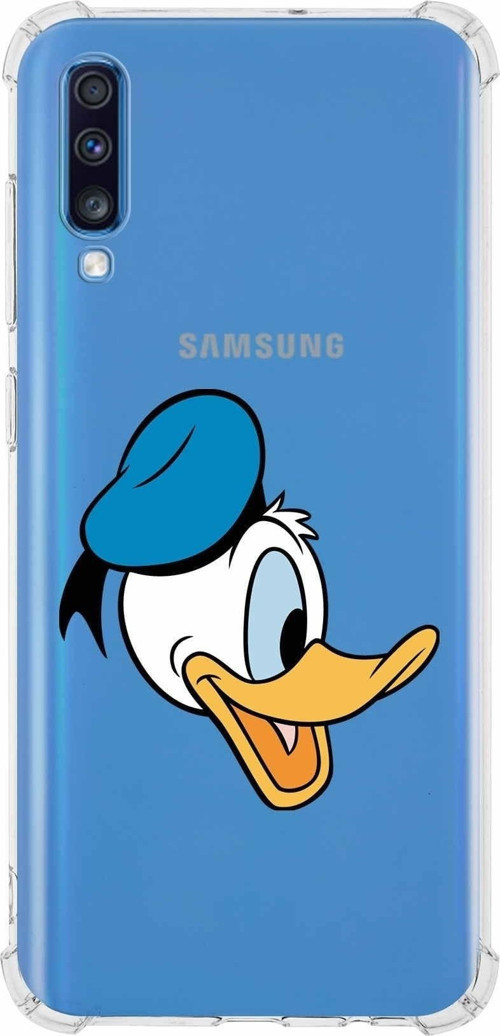 Samsung Galaxy A70 Köşe Korumalı Antişok Kapak Donald Duck Tasarımlı Şeffaf Kılıf