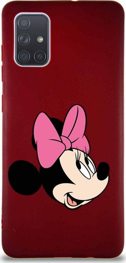 Samsung Galaxy A71 Soft Premier Kapak Minnie Mouse-A Tasarımlı Silikon Kılıf - Mürdüm