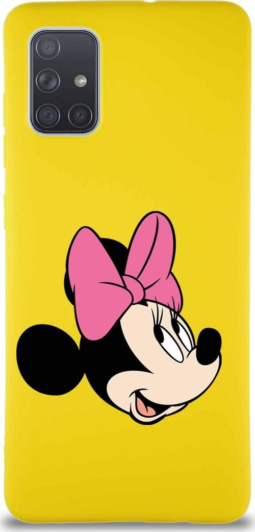 Samsung Galaxy A71 Soft Premier Kapak Minnie Mouse-A Tasarımlı Silikon Kılıf - Sarı