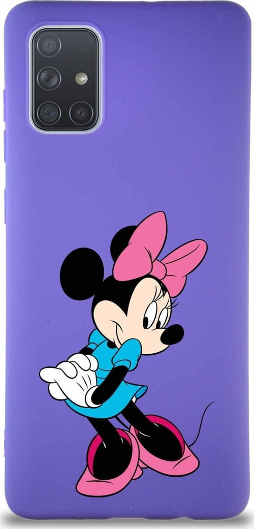 Samsung Galaxy A71 Soft Premier Kapak Minnie Mouse-F Tasarımlı Silikon Kılıf - Mor