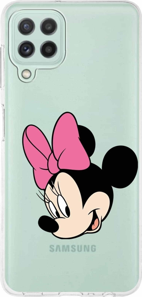 Samsung Galaxy A22 Kapak Minnie Mouse Tasarımlı Şeffaf Silikon Kılıf