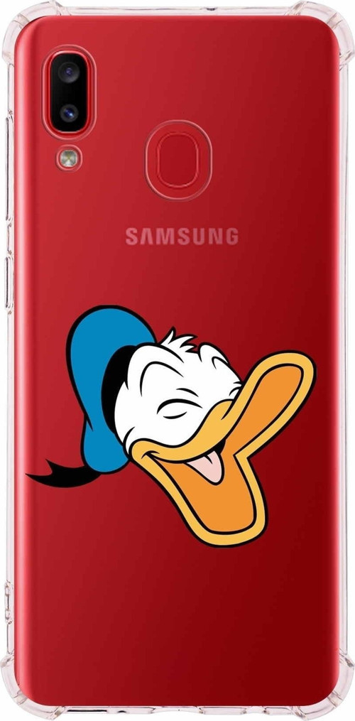 Samsung Galaxy A30 Köşe Korumalı Antişok Kapak Donald Duck Tasarımlı Şeffaf Kılıf