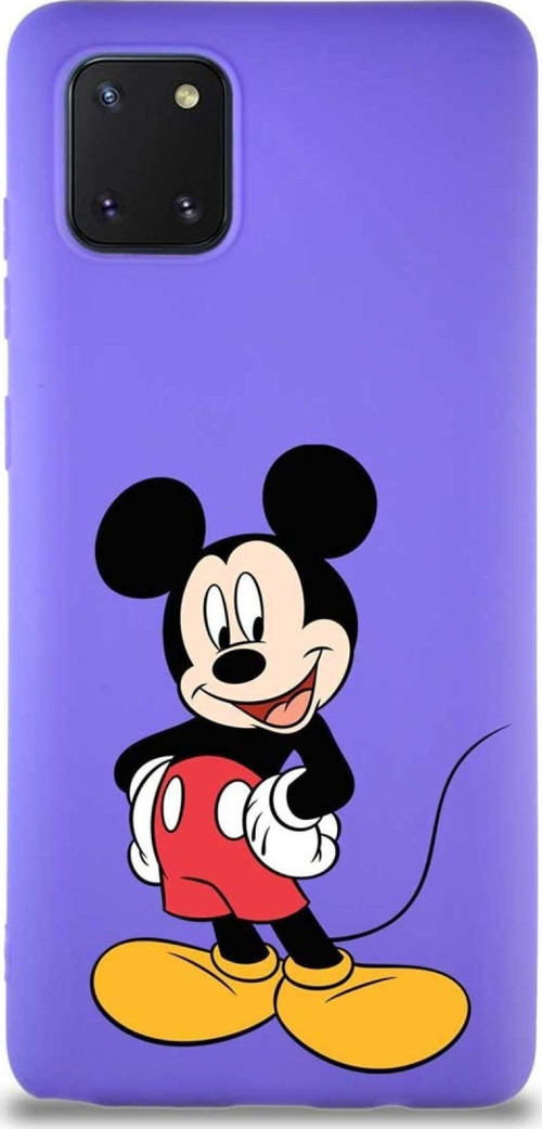 Samsung Galaxy A81 Soft Premier Kapak Mickey Mouse-E Tasarımlı Silikon Kılıf - Mor