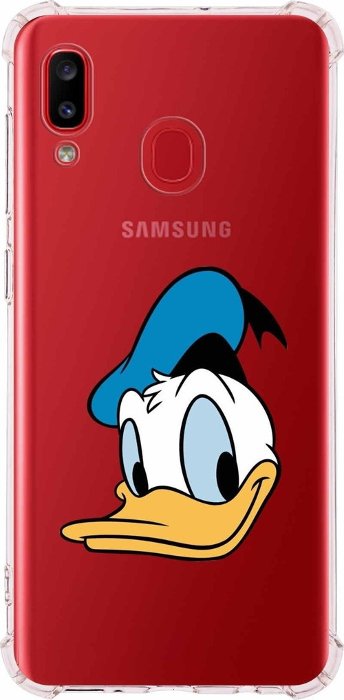 Samsung Galaxy A30 Köşe Korumalı Antişok Kapak Donald Duck Tasarımlı Şeffaf Kılıf