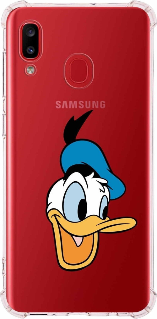 Samsung Galaxy A30 Köşe Korumalı Antişok Kapak Donald Duck Tasarımlı Şeffaf Kılıf
