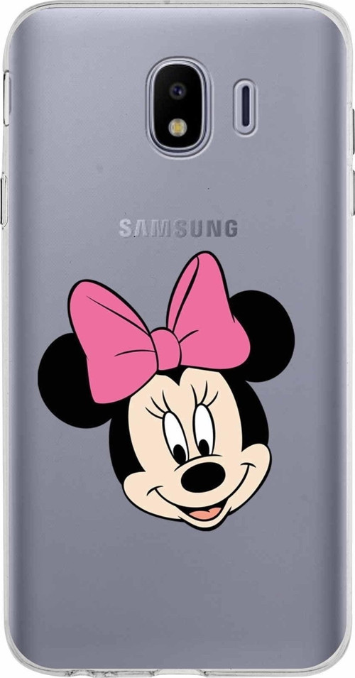 Samsung Galaxy J4 Kapak Minnie Mouse Tasarımlı Şeffaf Silikon Kılıf