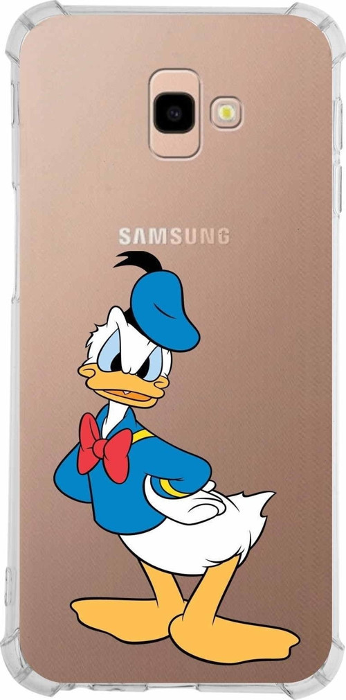 Samsung Galaxy J4 Plus Köşe Korumalı Antişok Kapak Donald Duck Tasarımlı Şeffaf Kılıf