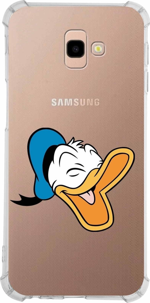 Samsung Galaxy J4 Plus Köşe Korumalı Antişok Kapak Donald Duck Tasarımlı Şeffaf Kılıf