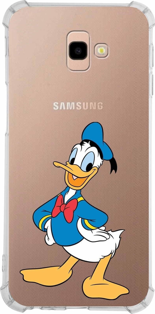 Samsung Galaxy J4 Plus Köşe Korumalı Antişok Kapak Donald Duck Tasarımlı Şeffaf Kılıf