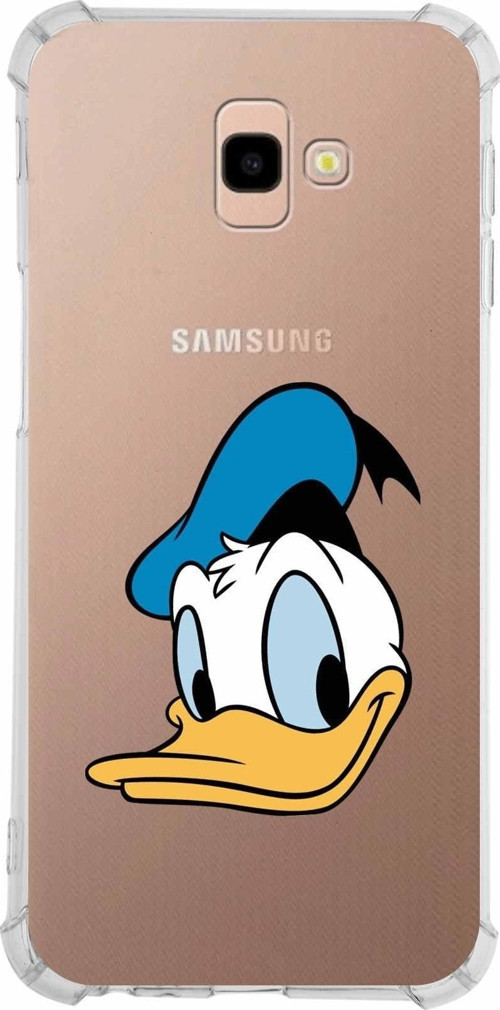 Samsung Galaxy J4 Plus Köşe Korumalı Antişok Kapak Donald Duck Tasarımlı Şeffaf Kılıf
