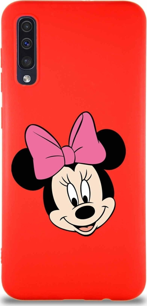 Samsung Galaxy A30S Soft Premier Kapak Minnie Mouse-C Tasarımlı Silikon Kılıf - Kırmızı