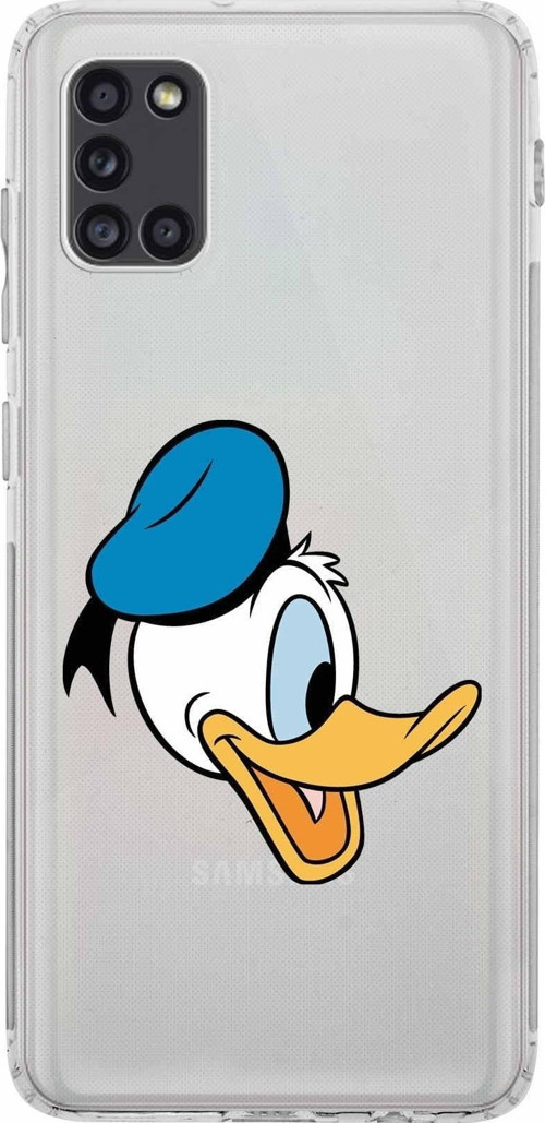 Samsung Galaxy A31 Kamera Korumalı Kapak Donald Duck Tasarımlı Şeffaf Kılıf
