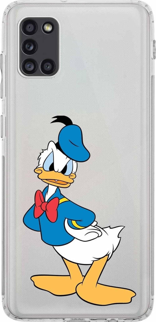 Samsung Galaxy A31 Kamera Korumalı Kapak Donald Duck Tasarımlı Şeffaf Kılıf