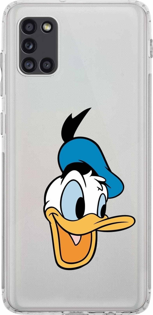 Samsung Galaxy A31 Kamera Korumalı Kapak Donald Duck Tasarımlı Şeffaf Kılıf