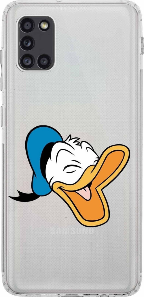 Samsung Galaxy A31 Kamera Korumalı Kapak Donald Duck Tasarımlı Şeffaf Kılıf