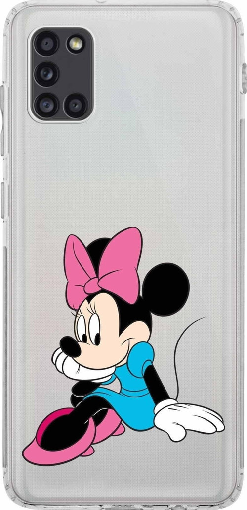 Samsung Galaxy A31 Kamera Korumalı Kapak Minnie Mouse Tasarımlı Şeffaf Kılıf