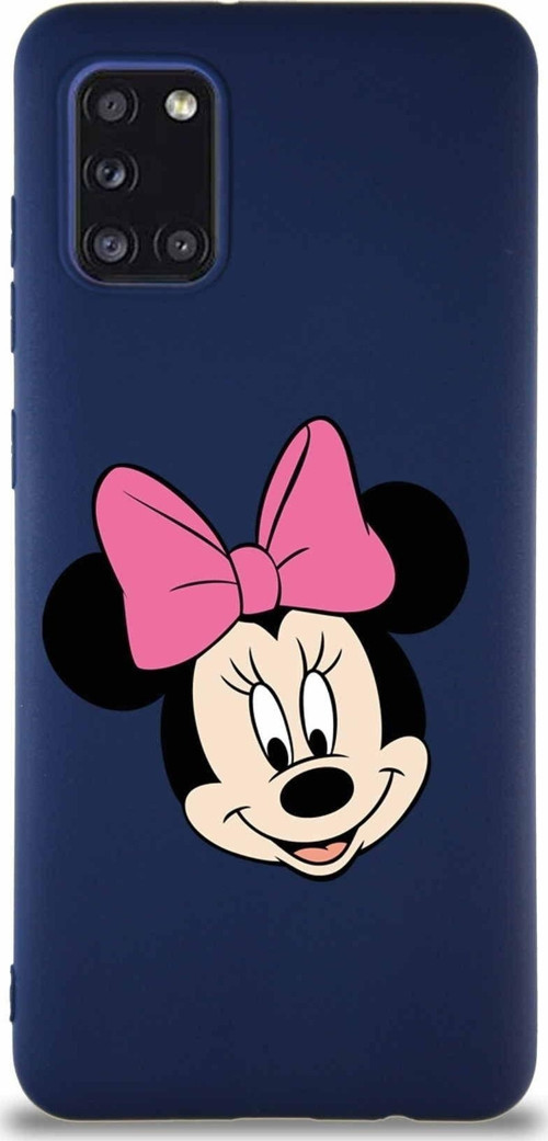 Samsung Galaxy A31 Soft Premier Kapak Minnie Mouse-C Tasarımlı Silikon Kılıf - Lacivert