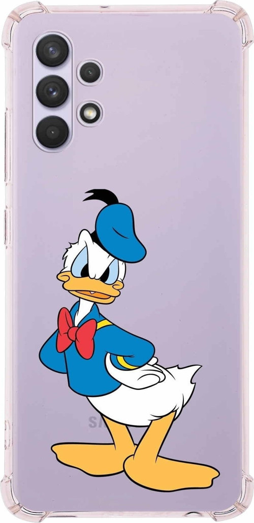 Samsung Galaxy A32 Köşe Korumalı Antişok Kapak Donald Duck Tasarımlı Şeffaf Kılıf