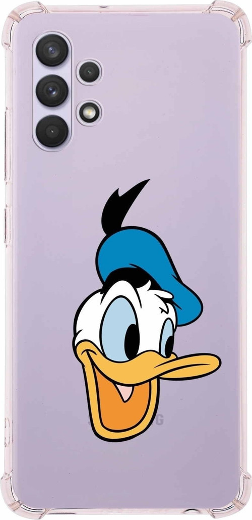 Samsung Galaxy A32 Köşe Korumalı Antişok Kapak Donald Duck Tasarımlı Şeffaf Kılıf
