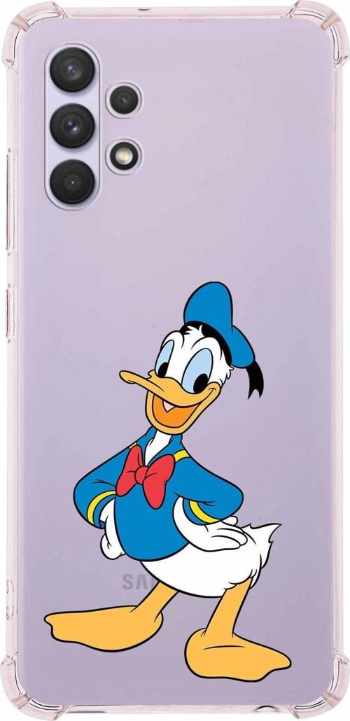 Samsung Galaxy A32 Köşe Korumalı Antişok Kapak Donald Duck Tasarımlı Şeffaf Kılıf
