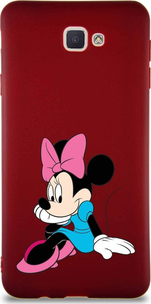 Samsung Galaxy J7 Prime 2 Soft Premier Kapak Minnie Mouse-E Tasarımlı Silikon Kılıf - Mürdüm