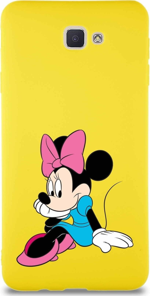 Samsung Galaxy J7 Prime 2 Soft Premier Kapak Minnie Mouse-E Tasarımlı Silikon Kılıf - Sarı