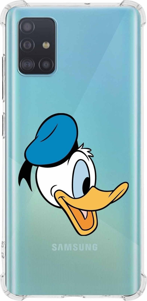 Samsung Galaxy A51 Köşe Korumalı Antişok Kapak Donald Duck Tasarımlı Şeffaf Kılıf