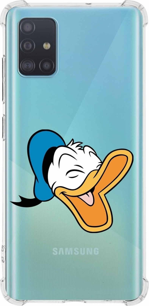 Samsung Galaxy A51 Köşe Korumalı Antişok Kapak Donald Duck Tasarımlı Şeffaf Kılıf