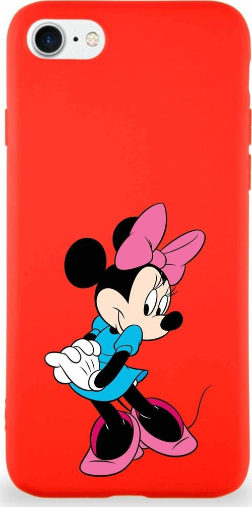 Iphone 8 Soft Uyumlu Premier Kapak Minnie Mouse-F Tasarımlı Silikon Kılıf - Kırmızı