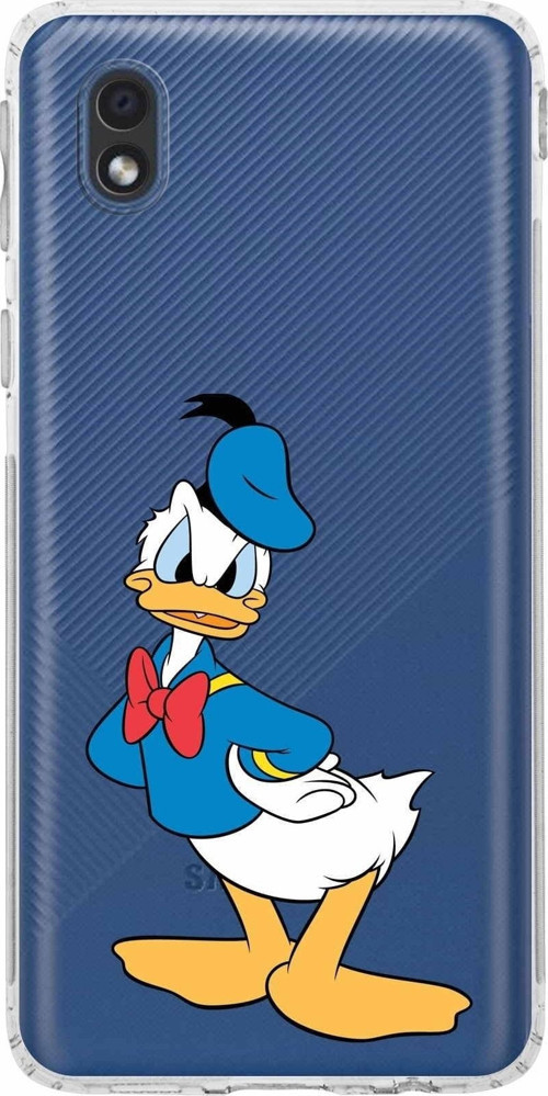 Samsung Galaxy A01 Core Kamera Korumalı Kapak Donald Duck Tasarımlı Şeffaf Kılıf