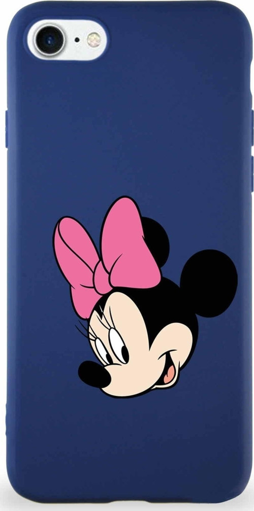 Iphone 8 Uyumlu Soft Premier Kapak Minnie Mouse-B Tasarımlı Silikon Kılıf - Lacivert