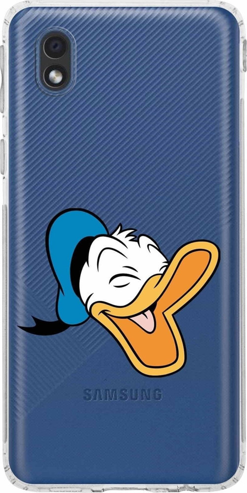 Samsung Galaxy A01 Core Kamera Korumalı Kapak Donald Duck Tasarımlı Şeffaf Kılıf