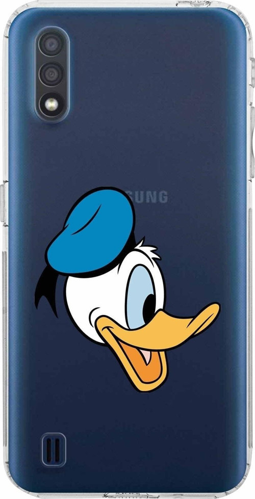 Samsung Galaxy A01 Kamera Korumalı Kapak Donald Duck Tasarımlı Şeffaf Kılıf