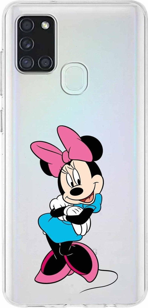 Samsung Galaxy A01 Kapak Minnie Mouse Tasarımlı Şeffaf Silikon Kılıf